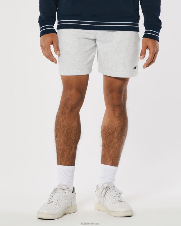 Bottoms Hollister Men Logo Icon Terry Fleece Shorts 7\\ 488201154 Light Heather Grey